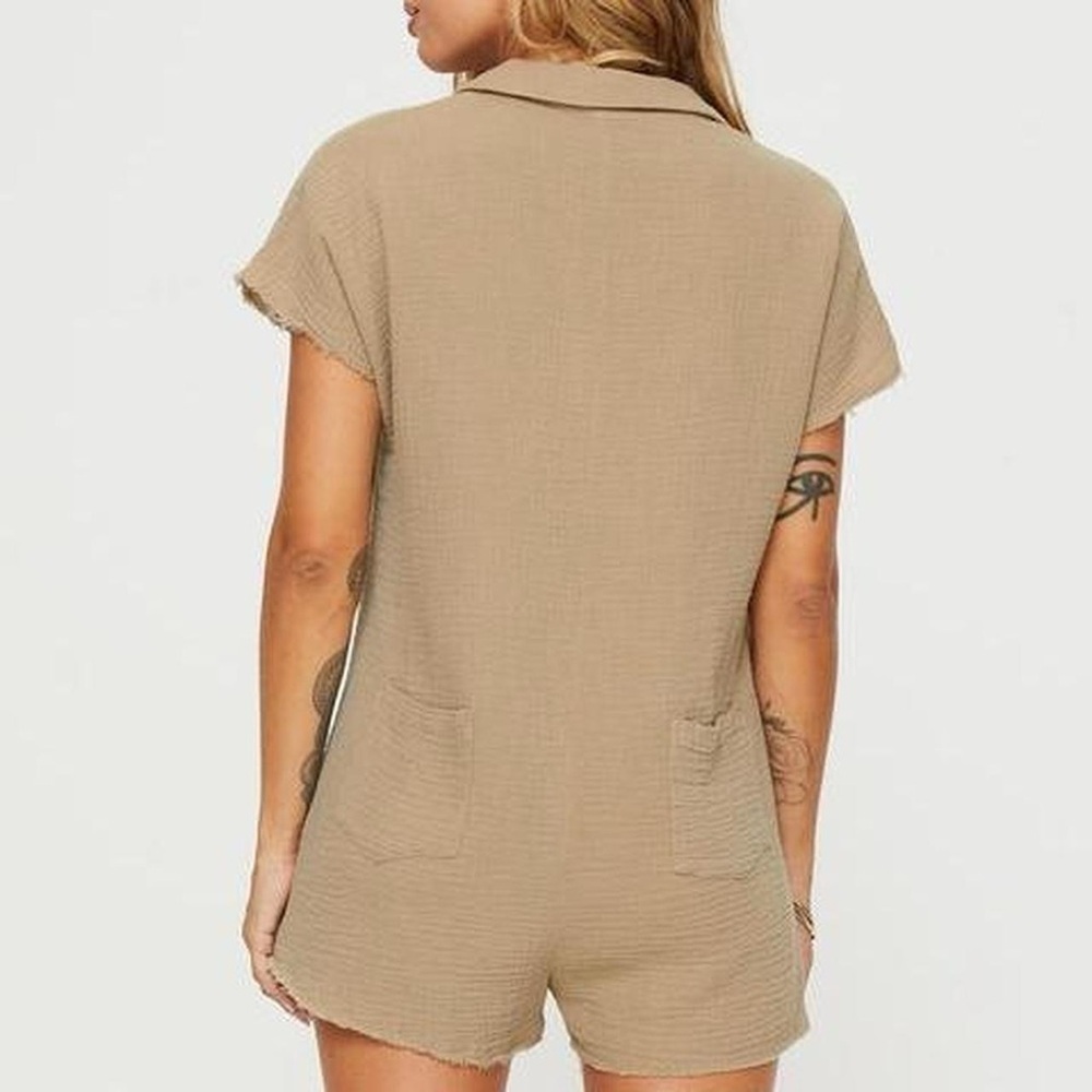 Princess Polly Salt Lake Romper Beige - Picture 2 of 10